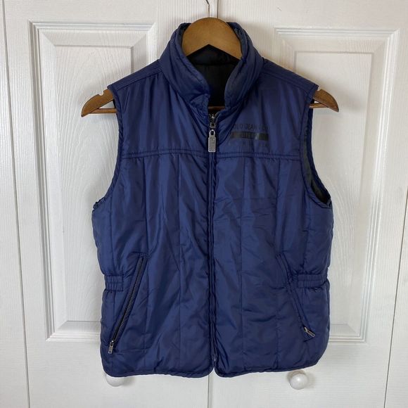 Polo Ralph Lauren Puffer Vest Reversible Blue Jacket Double Sided Grey Blue - Picture 1 of 6